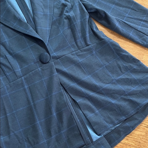 CABI Sunset Kiss Navy Windowpane Ponte Blazer Sz 8 - Picture 7 of 9